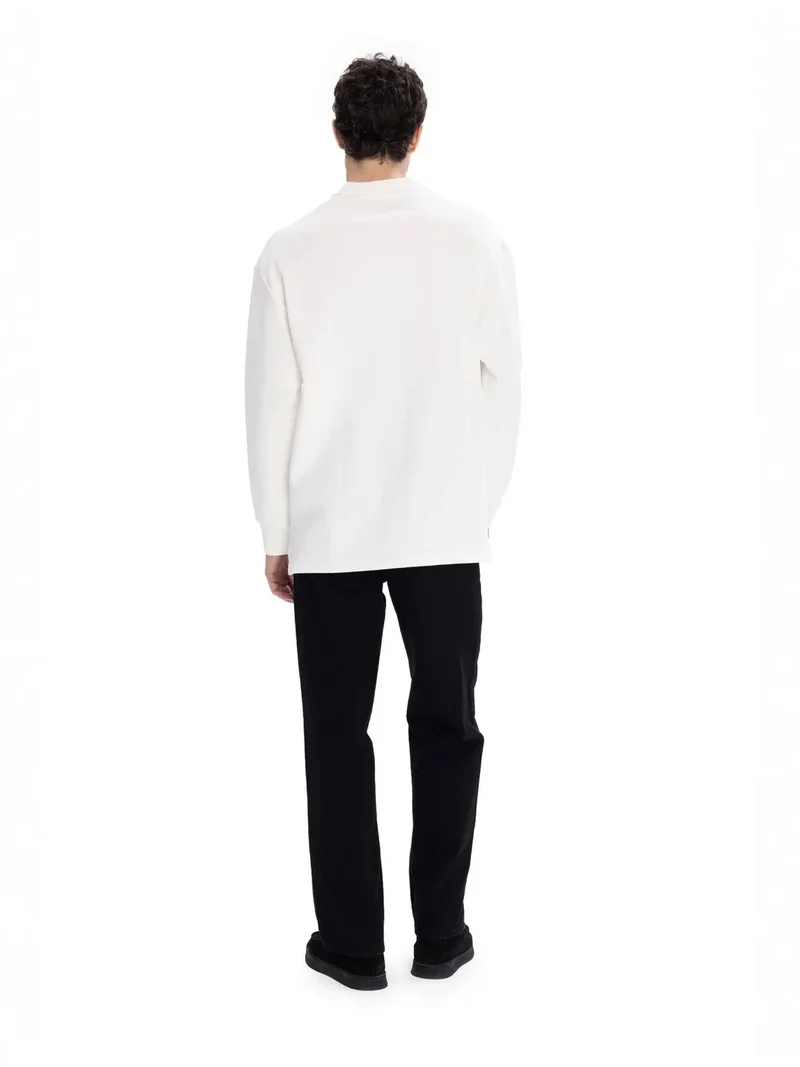 Giesto White GIESTO Comfort Fit Long Sleeve Polo Shirt with Button Detail for Men | Best Price UAE