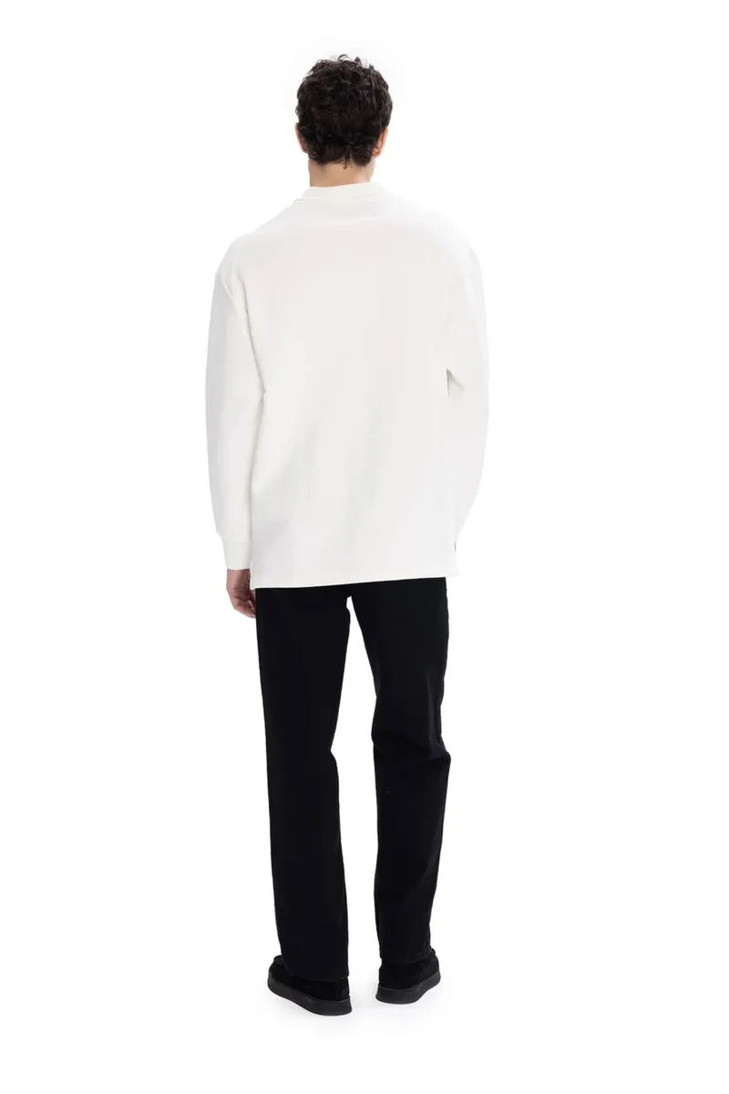 Giesto White GIESTO Comfort Fit Long Sleeve Polo Shirt with Button Detail for Men | Best Price UAE