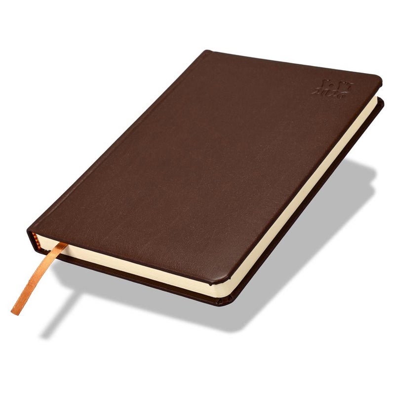 FIS 2026 A5 Diary, 148x210mm, 1 Side Padded Italian PU Cover Materials, Round Corners, Saturday & Sunday Combined, Arabic/English, 70gsm Italian Ivory Paper, Dark Brown-FSDI94AE26DBR - Image 1