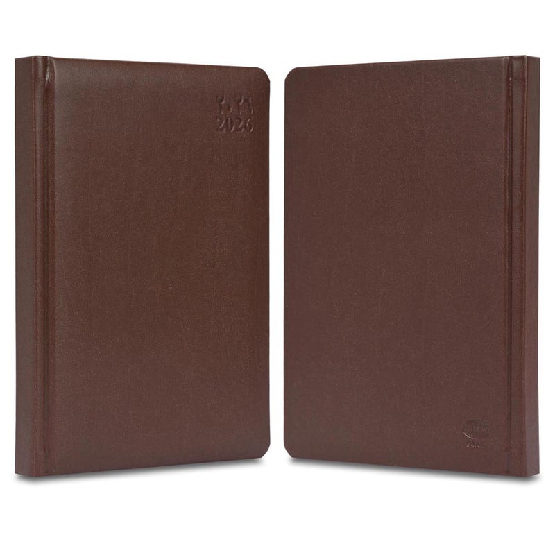 FIS 2026 A5 Diary, 148x210mm, 1 Side Padded Italian PU Cover Materials, Round Corners, Saturday & Sunday Combined, Arabic/English, 70gsm Italian Ivory Paper, Dark Brown-FSDI94AE26DBR - Image 2