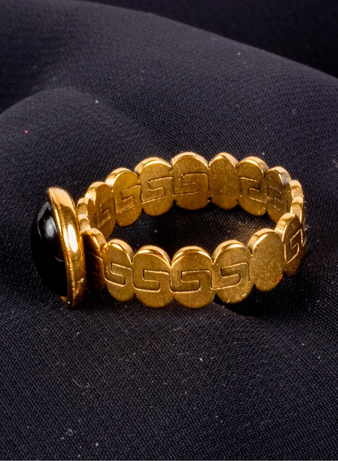 The Black Pearl Accessories Golden Stainless Steel Ring with a Black Stone Size 17  - Image 3