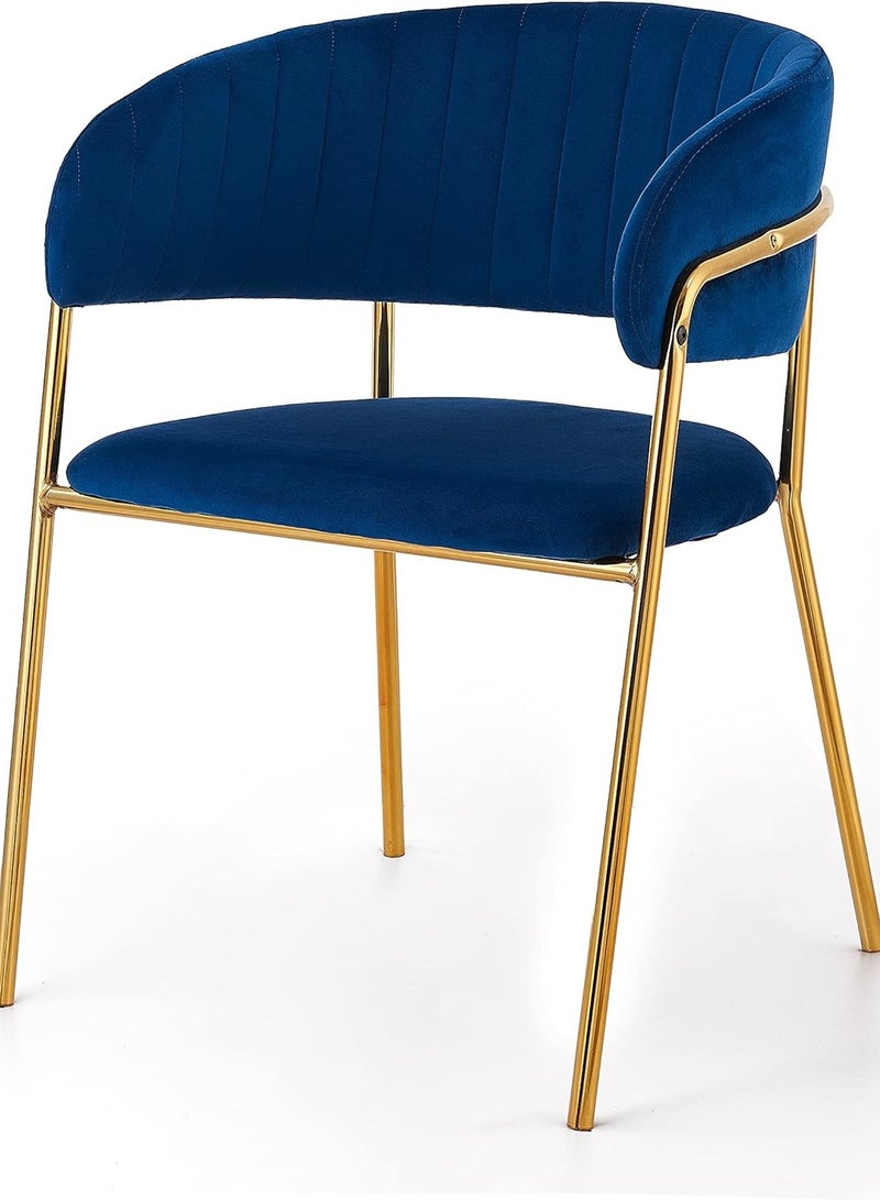 MAPLE HOME DECORATION Maple Home Modern Velvet Dining Chairs Upholstered Chairs with Hollow Back Golden Legs Accent Armrest Kitchen Living Room Furniture  - Image 1