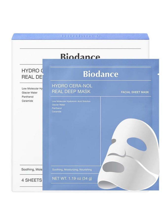 BIODANCE BIODANCE Hydro Cera-nol Real Deep Mask, Overnight Hydrogel Mask, Soothing, Moisturizing, Nourishing, 1.19oz(34g) x 4ea  - Image 1