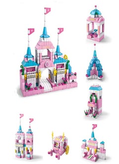Diy 1000 Pcs, 6 In 1  Princess Pink Dream Castle Building Block, for Girls Queen House City Bricks Set  - Image 1