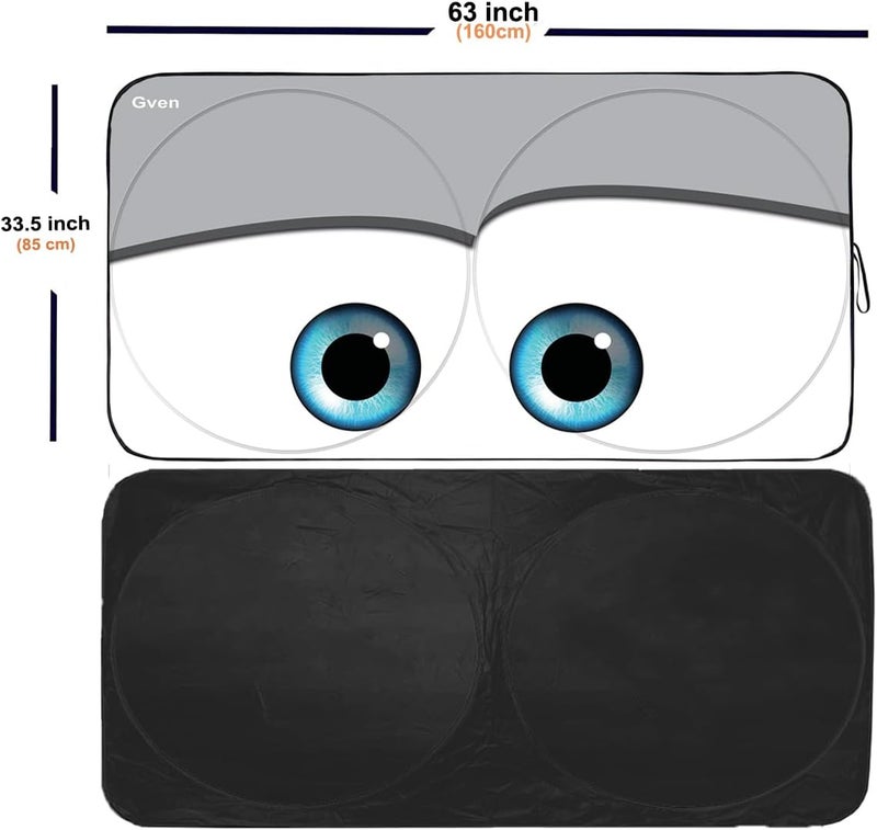 Güvenç Gven Foldable Front Windshield Funny Car Eyes Sunshades Sun Visor Protector - Image 2