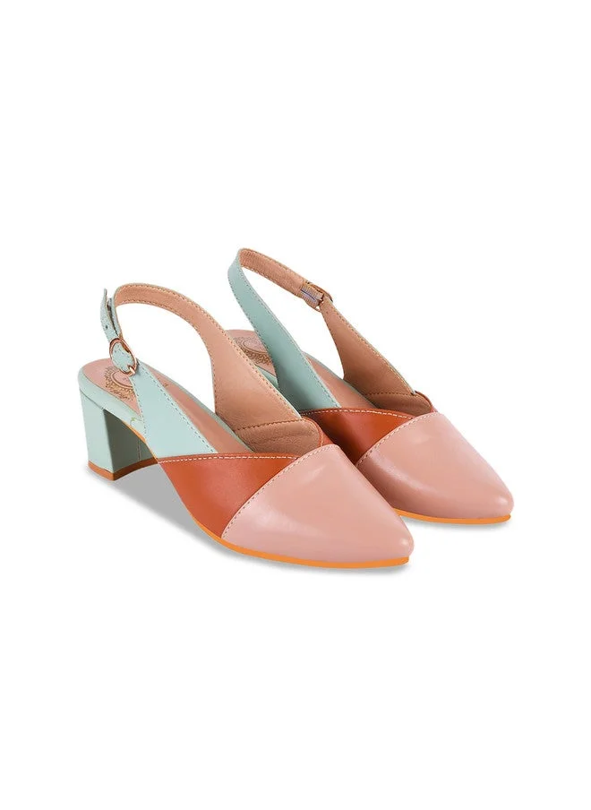 شوتوبيا Shoetopia Girls Colourblocked Block Slingback Heels With Buckles