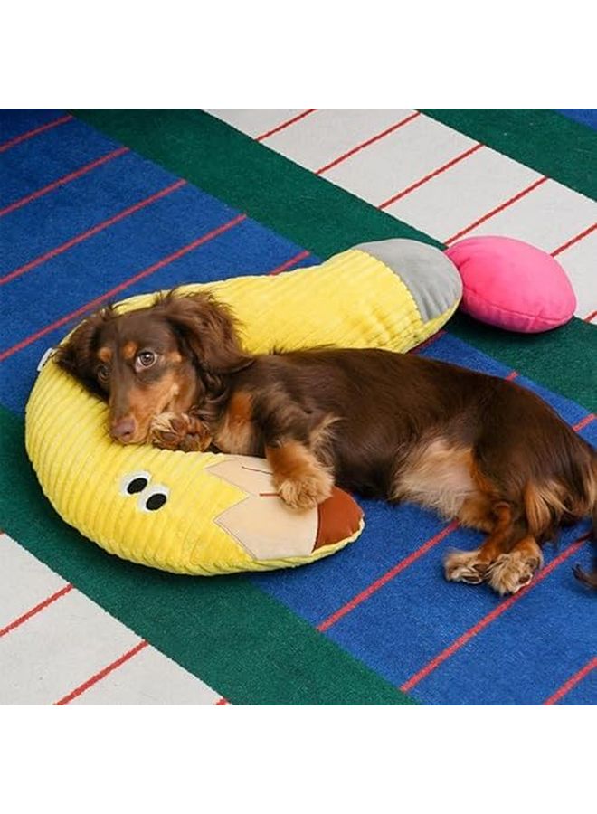 وسادة سرير كلب صفراء قابلة للغسل، مساعدة مريحة لنوم الحيوانات الأليفة، ديكور سرير دافئ - Image 5