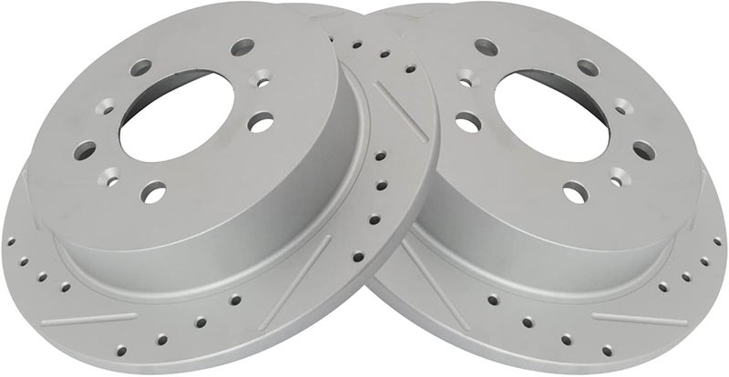 TRQ Rear Brake Rotor Set G Coated Solid Drilled and Slotted Compatible with 2008-2009 Buick LaCrosse 2006-2010 Chevrolet Impala 2006-2007 Monte Carlo - Image 2