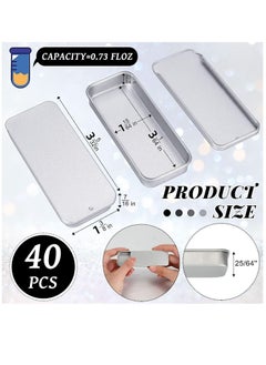 KASTWAVE 40 Pcs Slide Top Tin Small Rectangular Metal Tins Containers with Lids for Lip Balm Candies Jewelry Crafts Pills Storage Kit (Silver, 3.15 x 1.38 x 0.43 Inch)  - Image 2