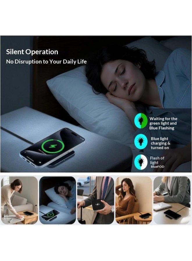 15W Fast Wireless Charger,Qi-Certified Charging Stand Compatible with iPhone 15/14/13/12 Series,Android Phones,Premium Aluminum & Glass Build,Black - Image 3