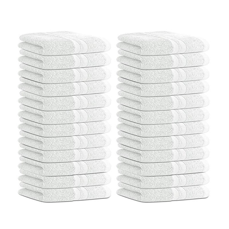 TOALLA TOALLA 100% Cotton Salon Towel Set of 24|400 GSM|Soft Hand Towel|Bulk Hand Towel|Cotton Salon Towel|Ideal for Spa Gym Bathroom Hotel|Absorbent||Not Bleach Proof|Quick Dry|Hand Towel 16 x 27 in|White 
