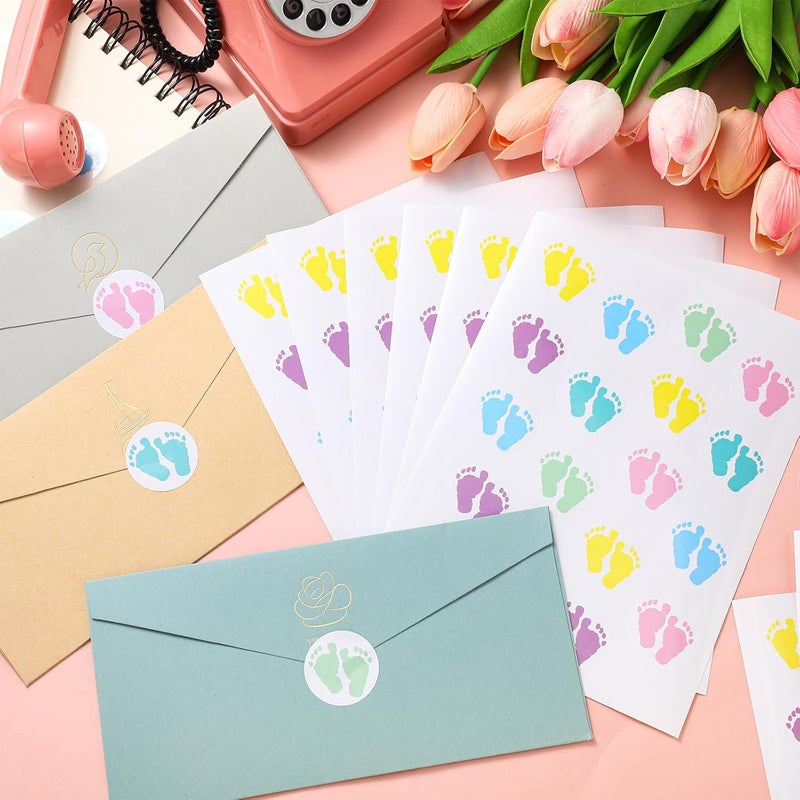 Gilprop 198 Pcs Footprint Envelope Seal Stickers Foot Stickers Shape Seal Stickers Your Invited Stickers for Envelopes for Baby Shower Greeting Invitation Cards Envelope Sealing Birthday Gift Wrapping - Image 3