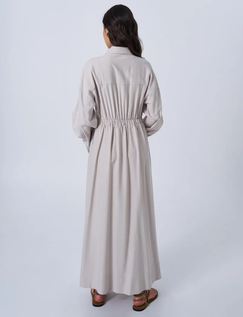 Kayra Embroidered Rayon Dress Stone