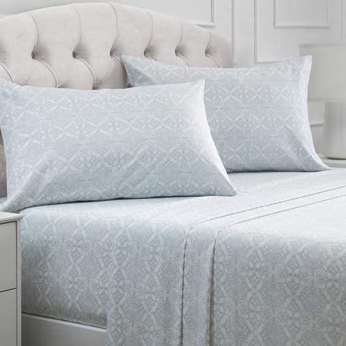 Mellanni King Sheets Set - 4 PC Iconic Collection Bedding - Hotel Luxury, Extra Soft, Cooling Bed Sheets - Wrinkle, Fade, Stain Resistant (King, Laced Sky Blue) - Image 1