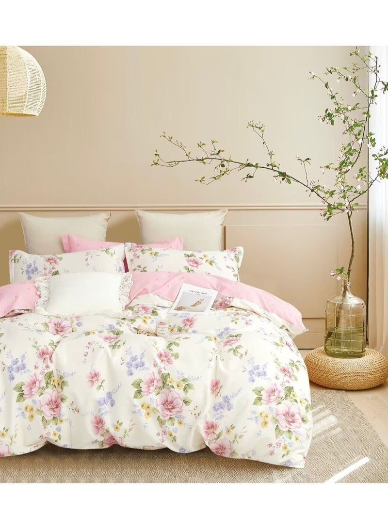Floral Bedsheet Duvet Cover Super King Size Luxury Feel Pure Cotton Material
