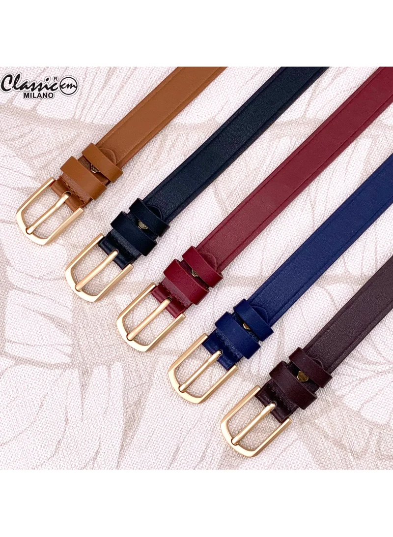 Classic Milano Black (SGPU40) Classic Milano Women's Belt with Gift Box; Faux Leather Ladies Belt for Dresses, Jeans & Gowns; Stylish Womens Belt; Adjustable Girls Belt; Belt for Women | Full Length: 110 CM (Free Size - Fits up to the waist of 40 Inches / 100 CM) for Women | Best Price UAE