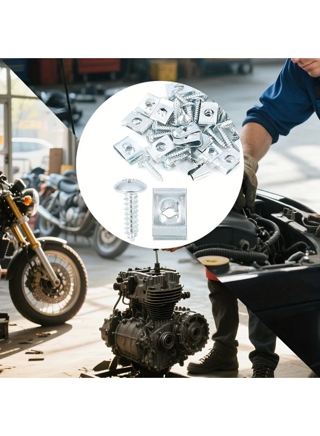 100pcs Iron Sheet Automotive Self Tapping Screw Clips Rust Proof U Shaped Fasteners - Image 2