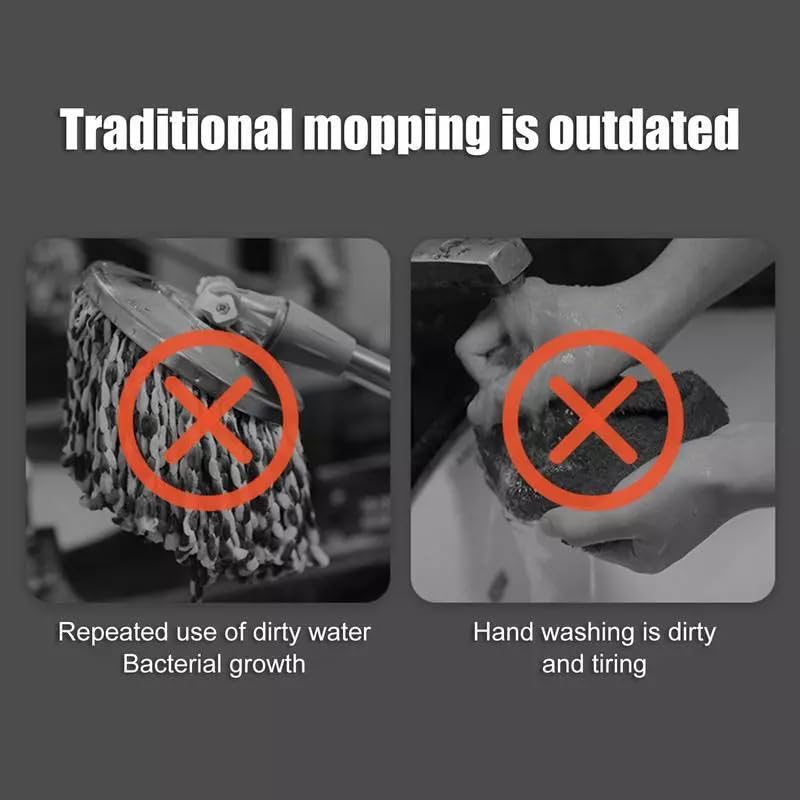 waqif Heavy Quality Spin Mop with Bucket Deluxe System 360 Flexible Mop Head with Self Separation Dirty and Clean Water System 2Pcs Reusable Microfiber Pad for All Types of Floor Cleaning - Image 5