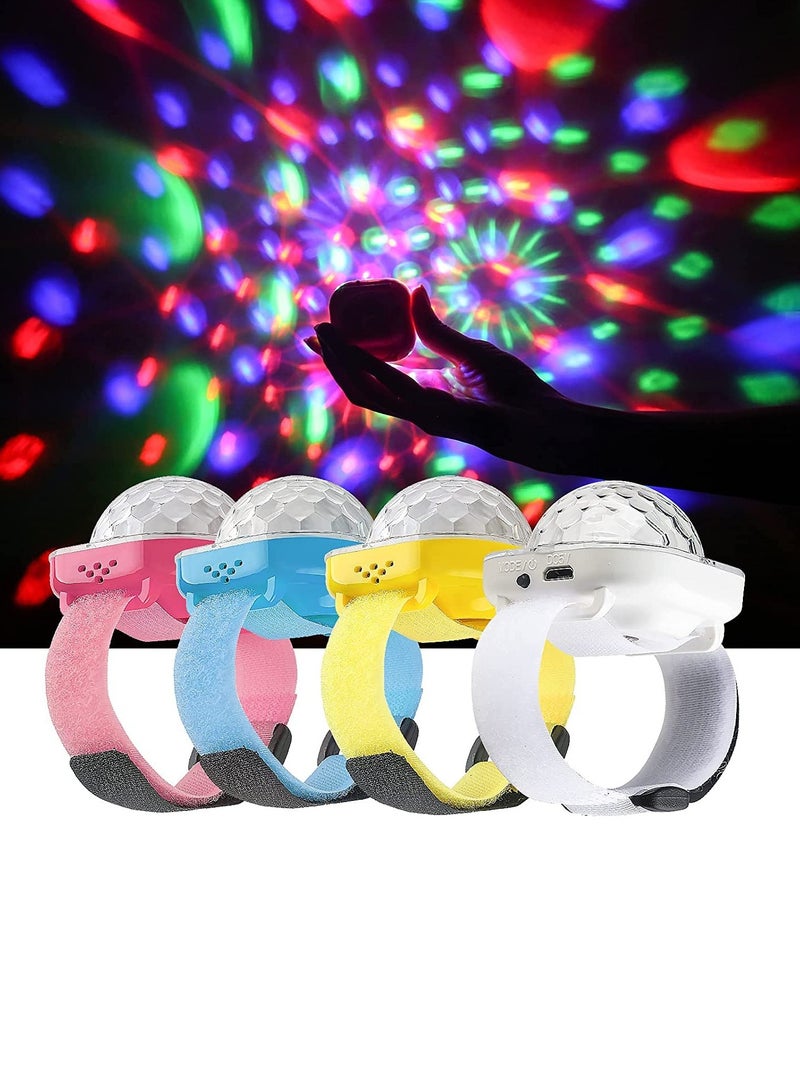 SOLARAE Disco Light, Star Projector Light, Party Ball Lights, Disco Watch for Kids, Mini LED Night Light with Color Changing, Pack of 4 (Pink, Blue, Yello, White) - Image 1