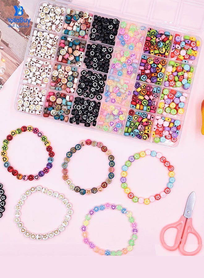 YallaBuy 600PCS Stars & Moon Beads Set for Kids, DIY Jewelry Making Kit with Charms, Beaded Bracelet & Necklace Craft Supplies, Art Beads Kit Gift for Girls - Image 3
