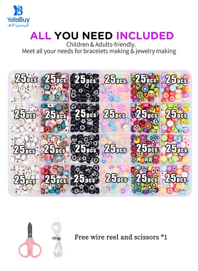 YallaBuy 600PCS Stars & Moon Beads Set for Kids, DIY Jewelry Making Kit with Charms, Beaded Bracelet & Necklace Craft Supplies, Art Beads Kit Gift for Girls - Image 2