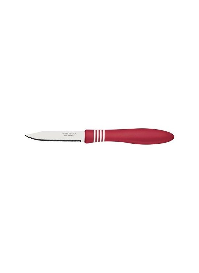 TRAMONTINA Since 1911,Made in Brazil- Cor&Cor 2 Pieces Paring Knife Set with Stainless Steel Blade and Red Polypropylene Handle  - Image 2