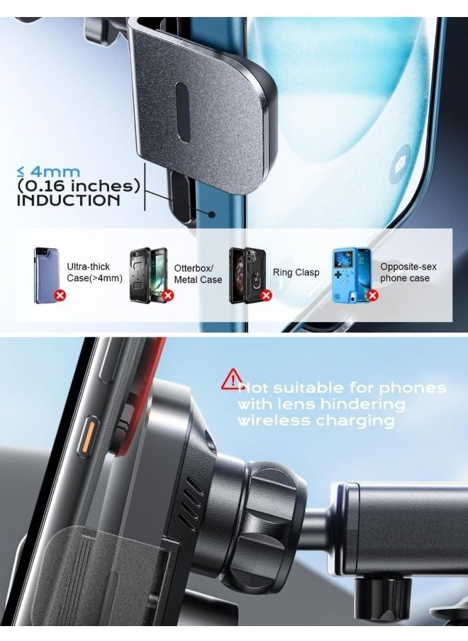 Vierex Vierex Wireless Car Charger, 15W Fast Charging Auto Clamping Car Charger Phone Mount Phone Holder  - Image 4