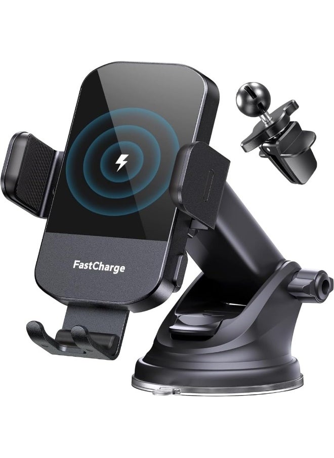 Vierex Vierex Wireless Car Charger, 15W Fast Charging Auto Clamping Car Charger Phone Mount Phone Holder  - Image 1