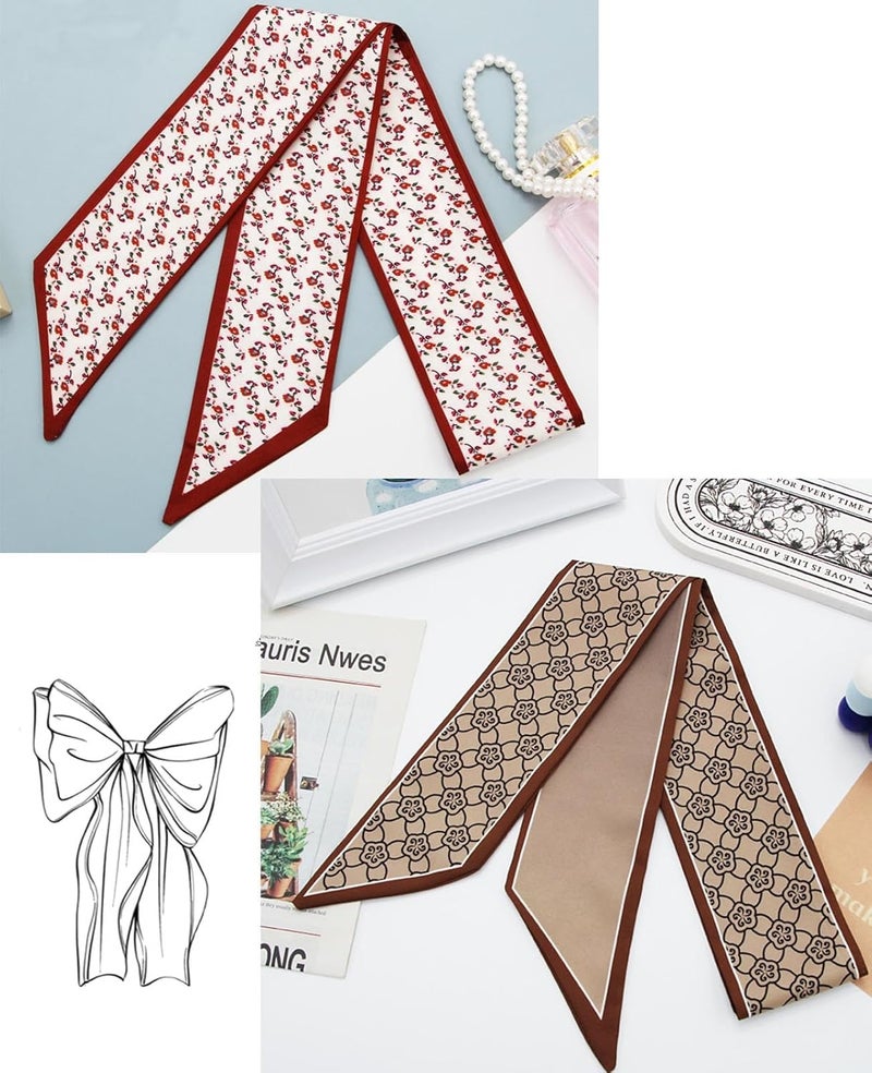 Excefore Women's Fashion Silky Satin Hair Scarf Set - 6PCS - Image 2