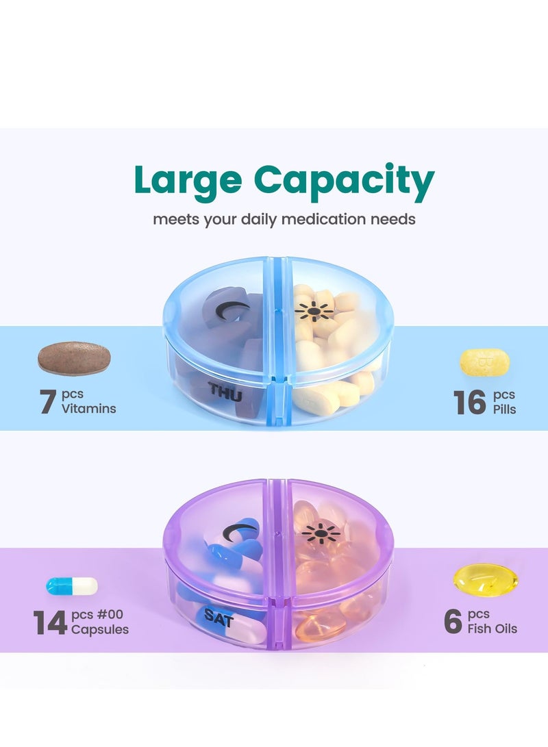 Large Weekly Pill Organizer 2 Times a Day, Daily Pill Box 7 Day Easy to Open with Double Protection, AM PM Pill Case for Medicine/Vitamin/Fish Oil/Supplements (Black - Colorful) - Image 2