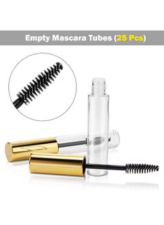 Patelai 25 Pieces 10 ml Empty Mascara Tubes Wand Empty Eyelash Bottle Clear Refillable Mascara Container with 4 Pieces Funnels Transfer Pipettes for Castor Oil and DIY Cosmetics(Gold)  - Image 3