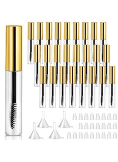 Patelai 25 Pieces 10 ml Empty Mascara Tubes Wand Empty Eyelash Bottle Clear Refillable Mascara Container with 4 Pieces Funnels Transfer Pipettes for Castor Oil and DIY Cosmetics(Gold)  - Image 1