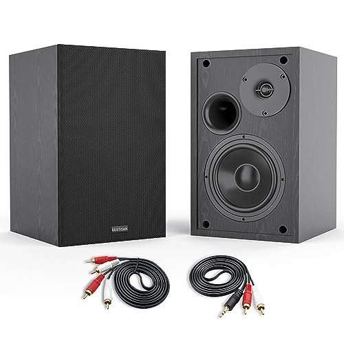 BESTISAN 4 Inch Powered Bookshelf Speakers with Deep Bass, Bluetooth 5.0 Studio Monitor Speakers, 2.0 Neared Field Audio Speakers with 2 RCA Line Input, Set of 2 Black-New Model - Image 1
