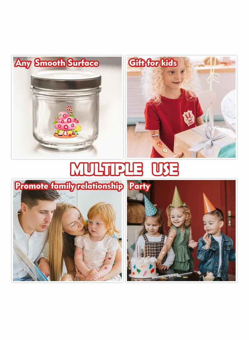 SYOSI 12 ورقة زينة كعكة الآيس كريم لحفلة عيد الميلاد للبنات تاتو مؤقت لامع للأطفال لوازم حفلة الآيس كريم هدايا ألعاب ملصقات تاتو دونات - Image 5