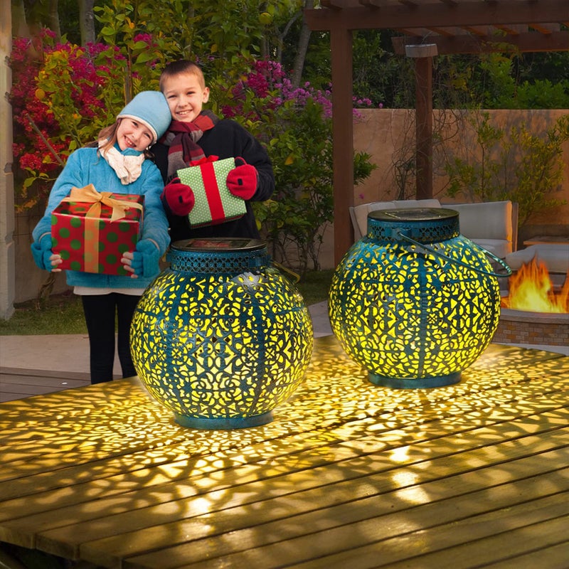 TAKE ME 2 Packs Solar Lanterns Outdoor Lights Waterproof Garden Lanterns for Patio,Outside Mothers Day Gifts Mom Wife Grandma Birthday Gifts [Set of 2] - Image 3