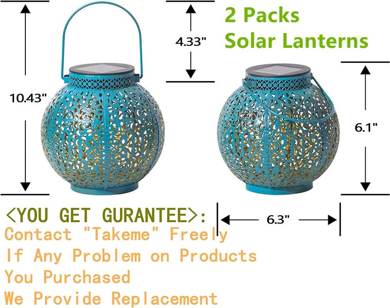TAKE ME 2 Packs Solar Lanterns Outdoor Lights Waterproof Garden Lanterns for Patio,Outside Mothers Day Gifts Mom Wife Grandma Birthday Gifts [Set of 2] - Image 4