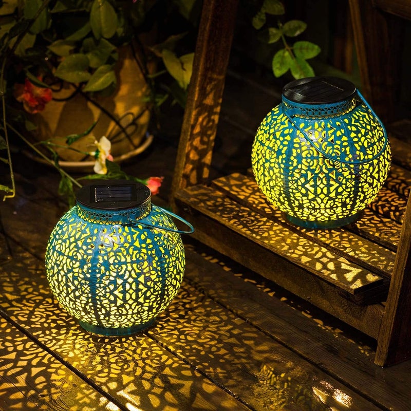 TAKE ME 2 Packs Solar Lanterns Outdoor Lights Waterproof Garden Lanterns for Patio,Outside Mothers Day Gifts Mom Wife Grandma Birthday Gifts [Set of 2] - Image 1