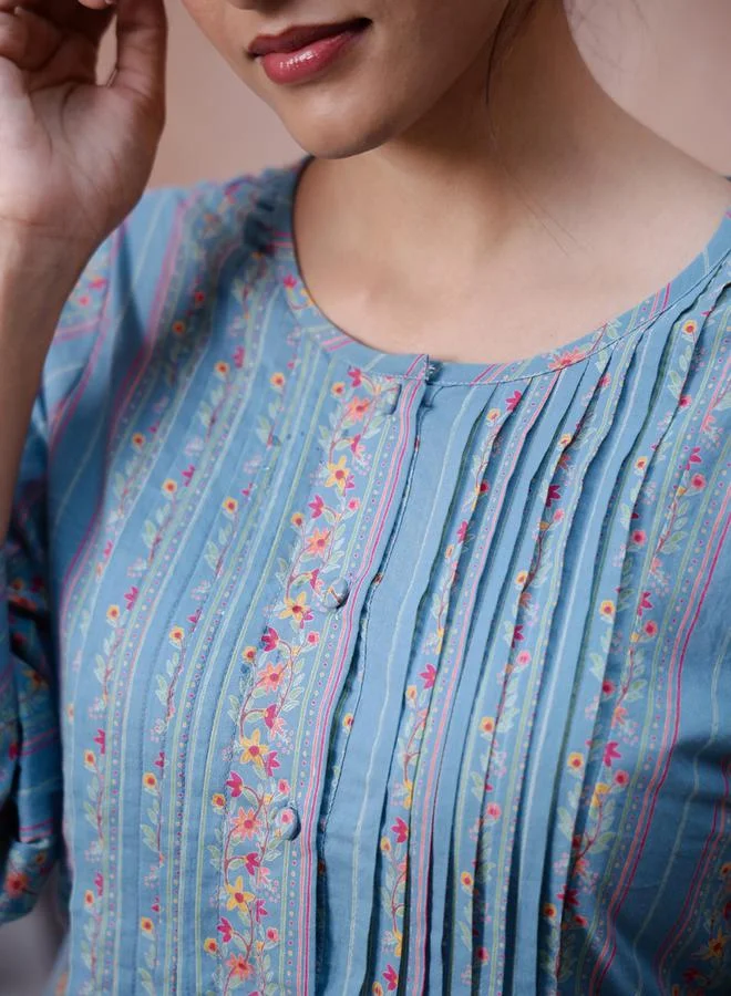 sanskrutihomes sanskrutihomes Women Floral Printed Regular Kurta and Pants Set for Women
