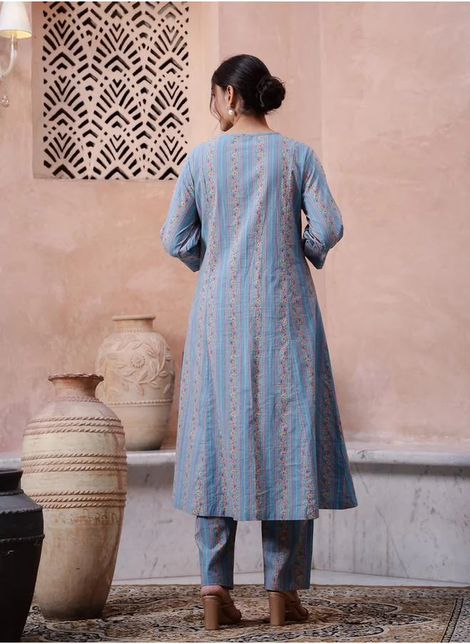 سانسكريتي هومز Women Floral Printed Regular Kurta and Pants Set for Women by Styli