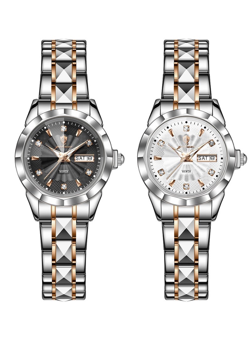 GOHUOS Women's watch, Stainless Steel Band Analog Waterproof Luminous Quartz Classic Luxury Ladies Business Fashion Wrist Watch - 26mm - Mother or Grilfriend Gift - Image 1