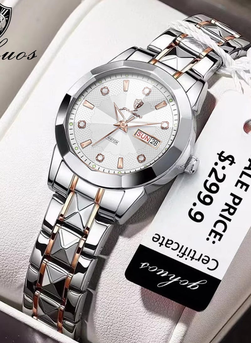 GOHUOS Women's watch, Stainless Steel Band Analog Waterproof Luminous Quartz Classic Luxury Ladies Business Fashion Wrist Watch - 26mm - Mother or Grilfriend Gift - Image 2