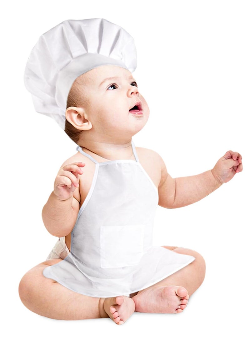 2PCS Baby Chef Outfits, Baby Photography Prop Baby Photo Outfit Baby Chef Costume Chef Hat Apron - Image 1