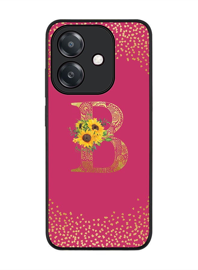 Stylizedd For Oppo A5i Case,Slim fit Camera Protection, Shockproof Thin Phone cover  - Custom Floral Monogram - B ( Deep Pink )