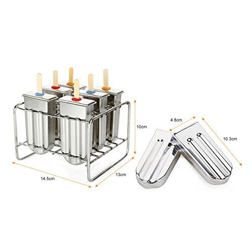 YOSOO 6 Pack Ice Pop Mold Set, Stainless Steel Ice Cream Mold with Stick Holder Base, DIY Freezer Mold Set for Making Homemade Ice Pops and Ice Cream - Image 2