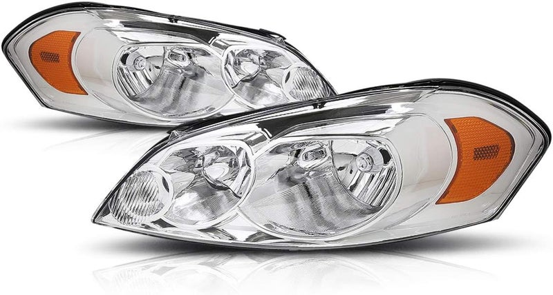 PM PERFORMOTOR Chrome Amber Headlights Replacement for 06-13 Impala / 14-16 Impala Limited / 06-07 Monte Carlo - Image 1