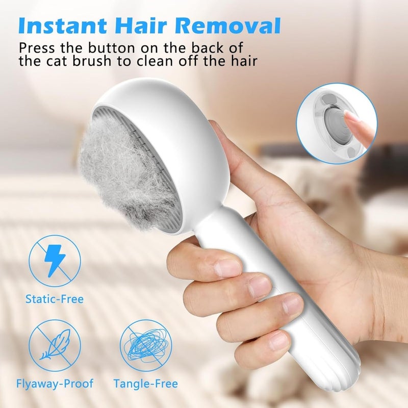 كاست ويف فرشاة بخار للقطط لإزالة الشعر المتساقط، فرشاة للحيوانات الأليفة ذات الشعر الطويل والقصير للعناية بالفرو، مشط تدليك ذاتي التنظيف ل��عر الكلاب، مضاد للكهرباء الساكنة، لإزالة الشعر المتشابك، وإزالة الطبقة السفلية المتساقطة، والشعر المتعقد والمتساقط - Image 3