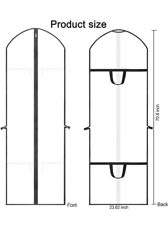 JCB CHIC حقيبة ملابس طويلة 180 × 60 سم، عبوة من 2 غطاء ملابس قابل للطي مزود بمقابض، حقائب ملابس قابلة للتنفس مزودة بسحاب، حقيبة واقية للملابس مقاومة للغبار، حقيبة ملابس لفساتين الزفاف وفساتين السهرة - Image 2