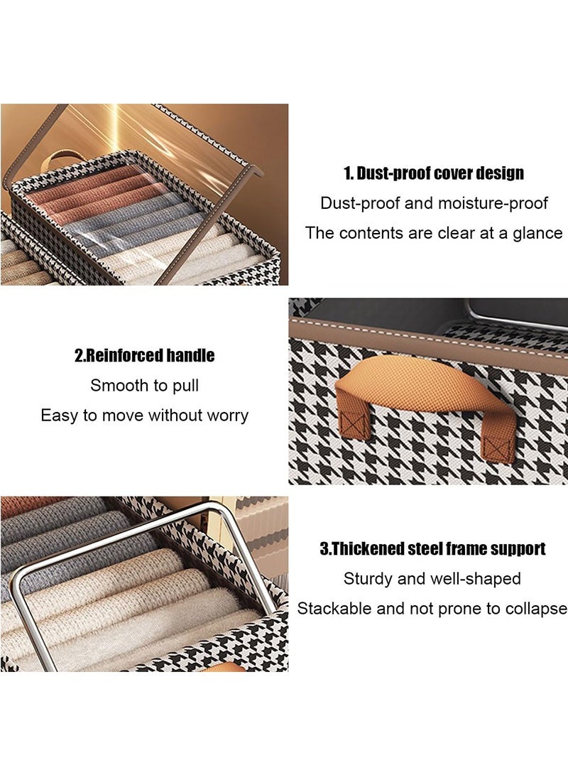 توبيتش بوكسات تخزين قابل للطي بغطاء 4 قطع - منظم خزانة ملابس قماشي كبير جدًا للملابس، صندوق قماشي مقاس 18.5 × 11 × 7.9 بوصة، تصميم قابل للطي لغرفة النوم والرف والخزانة وتحت السرير (أسود وأبيض) - Image 3