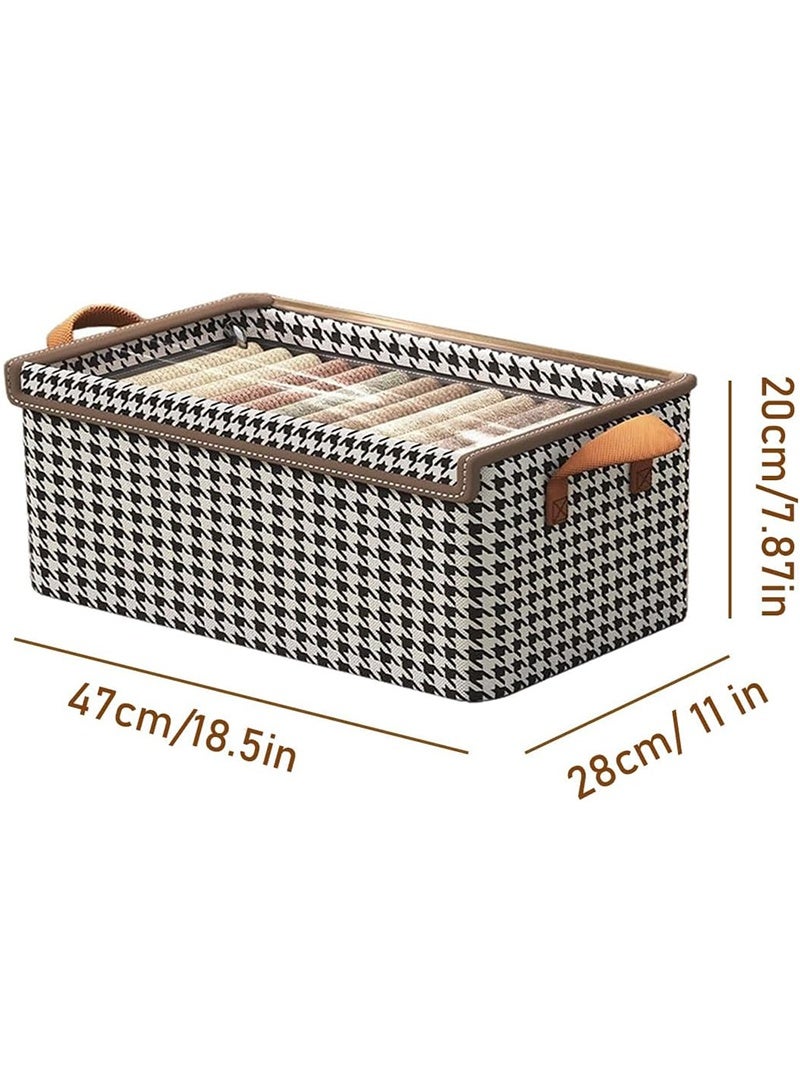 توبيتش بوكسات تخزين قابل للطي بغطاء 4 قطع - منظم خزانة ملابس قماشي كبير جدًا للملابس، صندوق قماشي مقاس 18.5 × 11 × 7.9 بوصة، تصميم قابل للطي لغرفة النوم والرف والخزانة وتحت السرير (أسود وأبيض) - Image 2