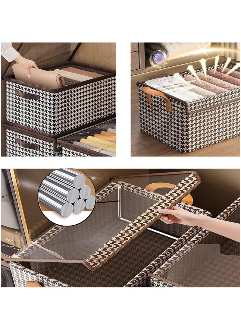 توبيتش بوكسات تخزين قابل للطي بغطاء 4 قطع - منظم خزانة ملابس قماشي كبير جدًا للملابس، صندوق قماشي مقاس 18.5 × 11 × 7.9 بوصة، تصميم قابل للطي لغرفة النوم والرف والخزانة وتحت السرير (أسود وأبيض) - Image 4